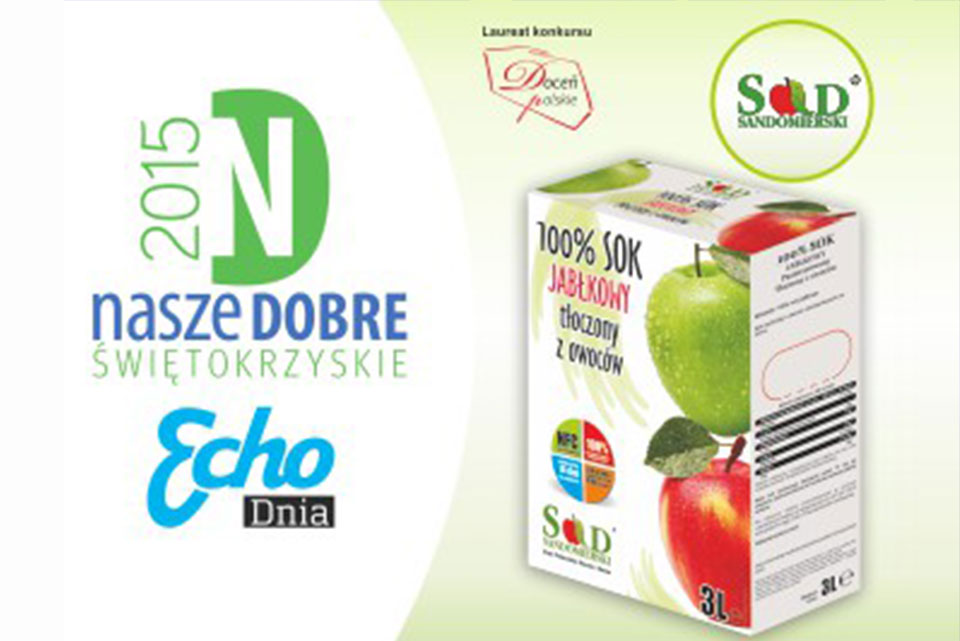Naturalny sok jabłkowy laureatem konkursu „Nasze Dobre Świętokrzyskie” 2015